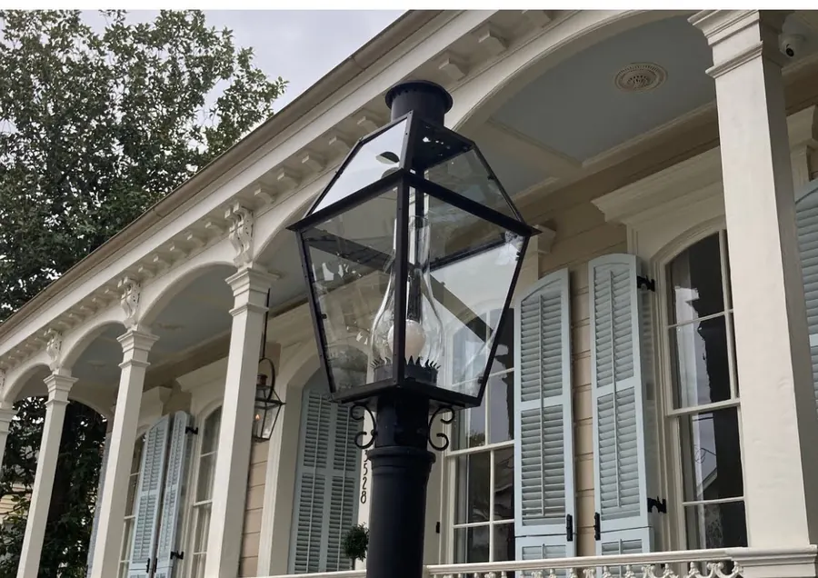 The same gas lantern with clear, clean glass after cleaning by Vivid